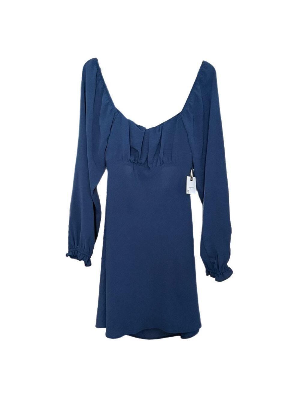 Originality Navy Long-Sleeve Tie-Back Ruffle Mini Dress | Size Large NWT